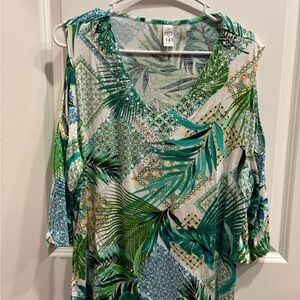 Tropical Green and Blue Women's Top